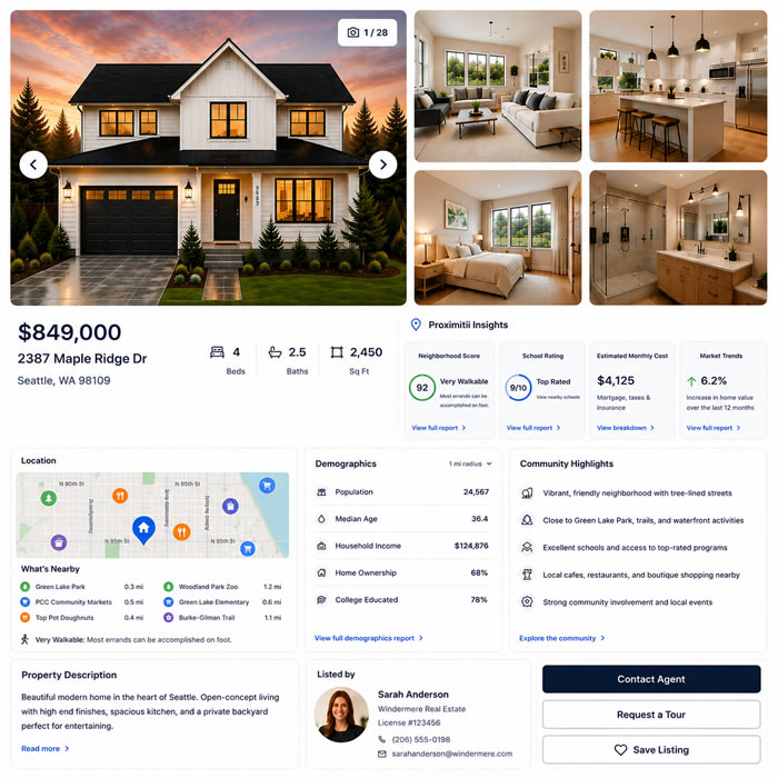 Enhanced listing page with local context
