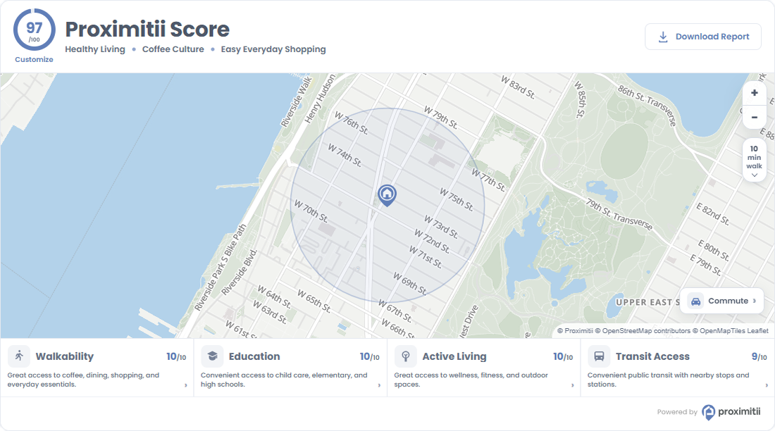 Local Lifestyle map and scores, part of the Super Widget experience